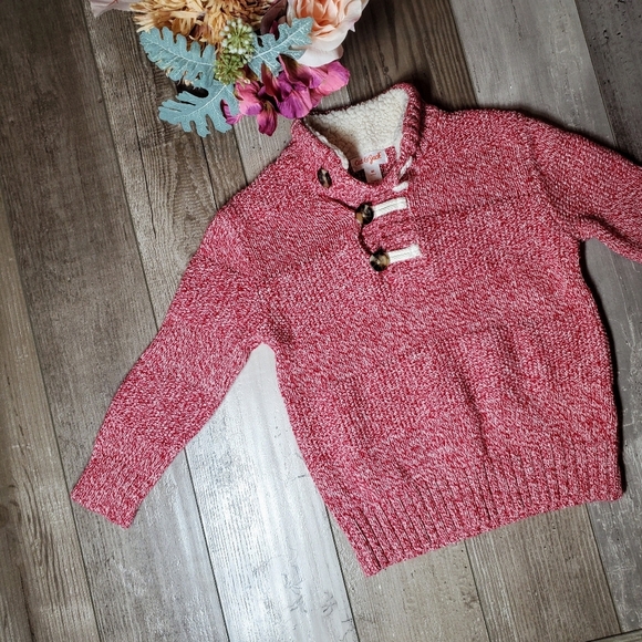 Cat & Jack Boys Pullover Red Marled Thick Sweater Top Size 4T Toddler Boy NWOT - Picture 1 of 11